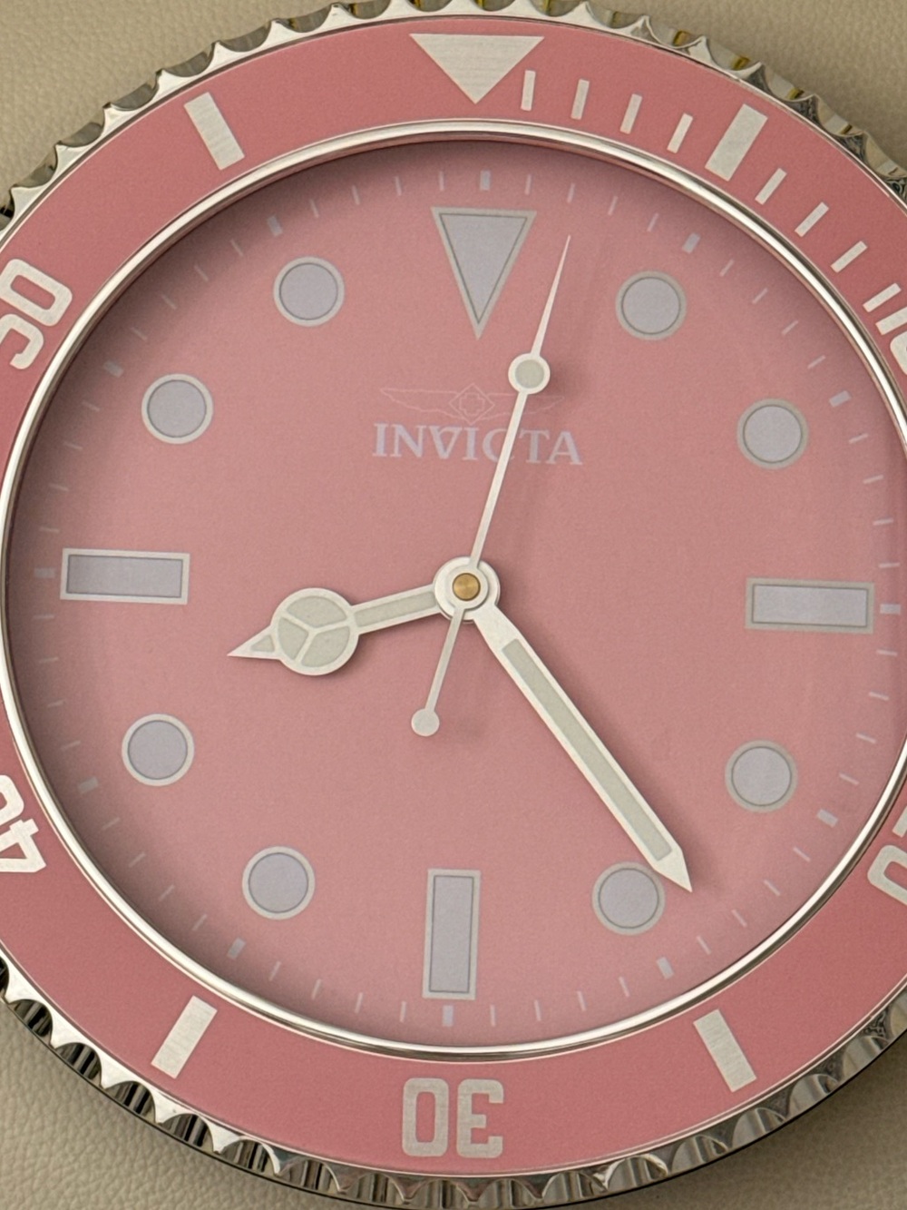 NWT Invicta Pro Diver Wall Clock Pastel Baby Pink Model 70048